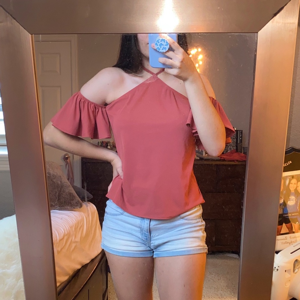Dark Pink Off Shoulder Top